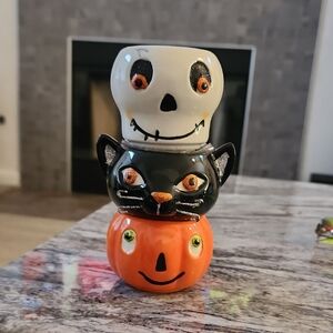 Hallmark Spooky Tea Light Candle Holder Set of 3 Ceramic Halloween NEW!